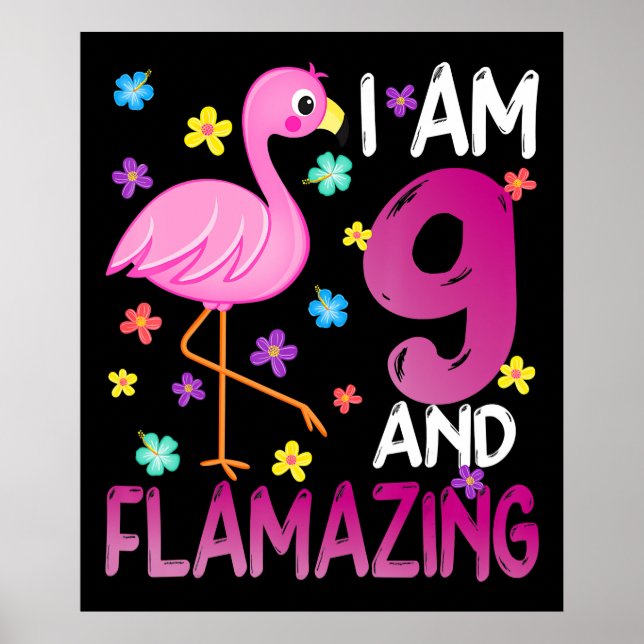 Flamingoo | Jag är 9-faldig Fantastisk 9:e födelse Poster (Framsidan)