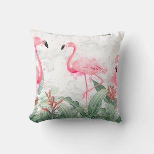 flamingor i tropiska växter på en texturerad backg kudde