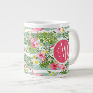 Flamingor och Rand  Monogram Jumbo Mugg