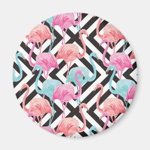 Flamingor på fet design Mönster Magnet