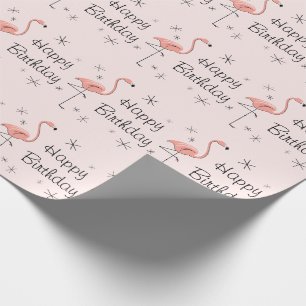 Flamingorosa grattis på födelsedagen" som slår presentpapper
