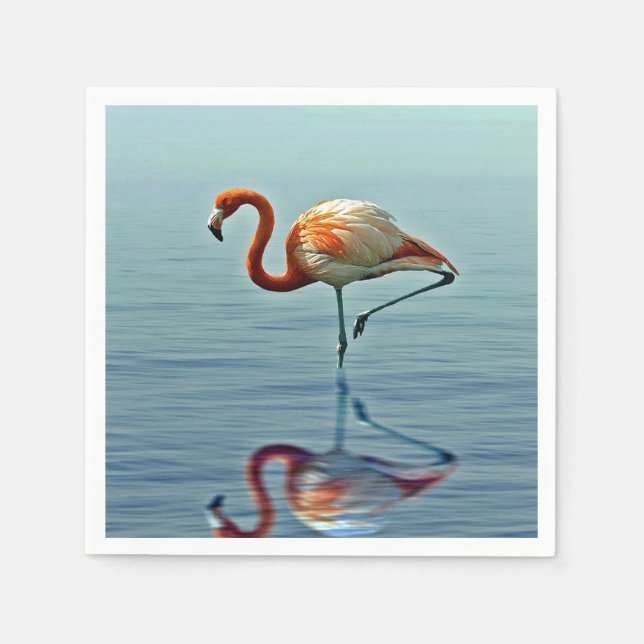Flamingorosa reflektion Vilda djur Foto Pappersservett (Framsidan)