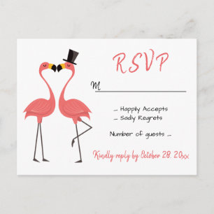 Flamingorosa RSVP Bröllop Tropisk Luau Strand Inbjudan Vykort