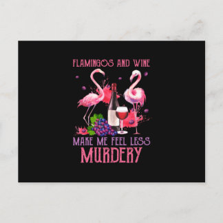 Flamingos And Wine Vykort