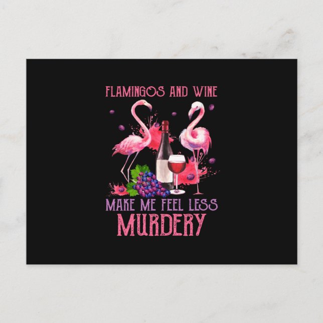 Flamingos And Wine Vykort (Framsida)