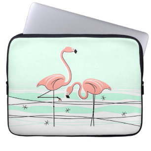 Flamingos Aqua Pair Namn laptop sleeve
