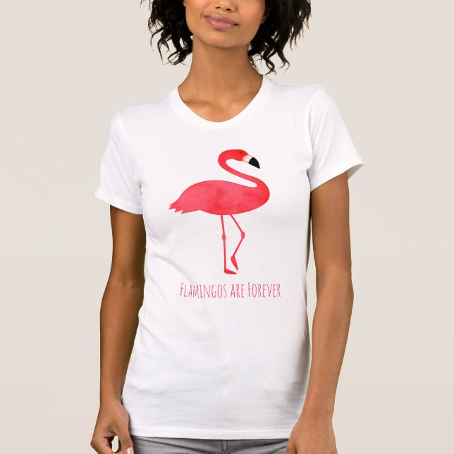 Flamingos är Skogsfågel Rosa Ord T Shirt (Framsida)