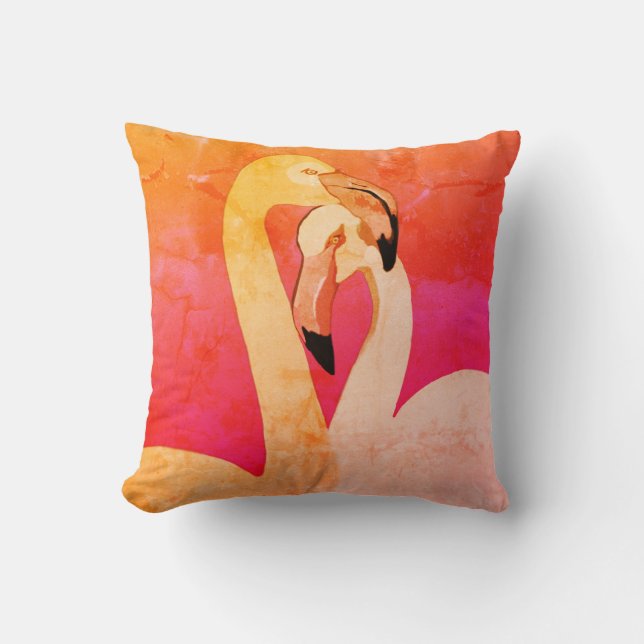 Flamingos Art Throw Cushion , Rosa Flamingo, Kärle Kudde (Framsida)