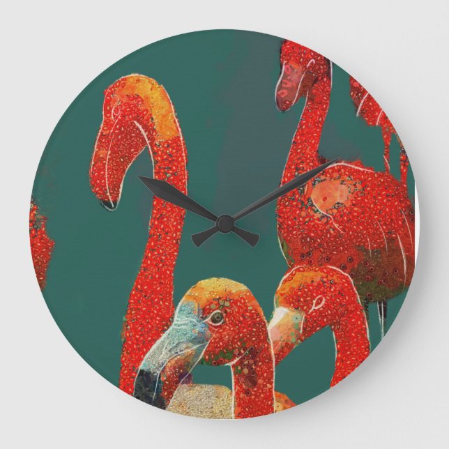 FLAMINGOS ART WALL CLOCK STOR KLOCKA (Framsida)
