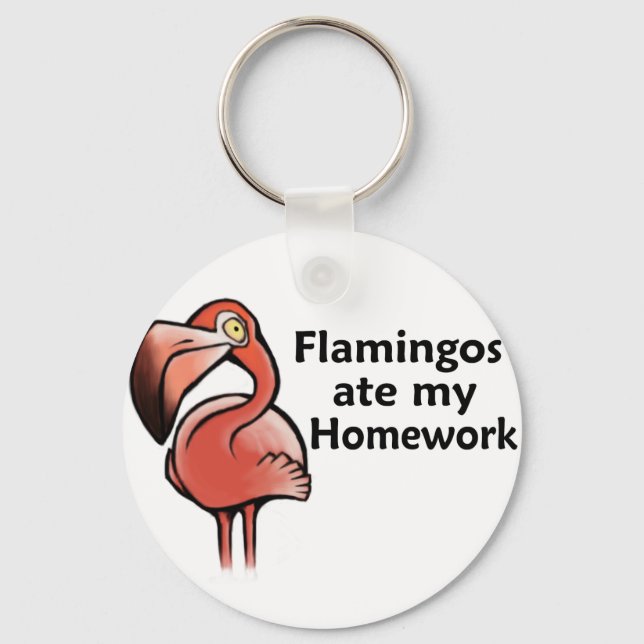 Flamingos åt min hemläxa nyckelring (Framsida)