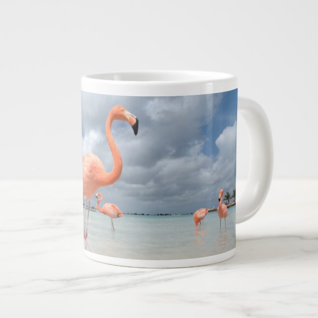 Flamingos Beach Aruba Jumbo Mugg (Framsida höger)