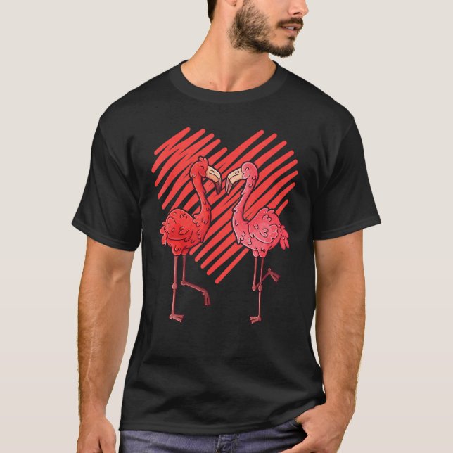 Flamingos Bird Flamingo Valentines day T Shirt (Framsida)