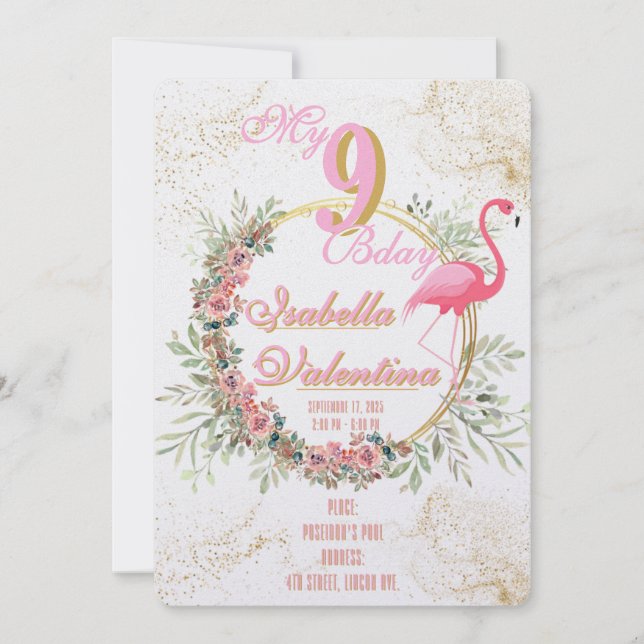 Flamingo's Birthday Invitation Template Julkort (Framsida)