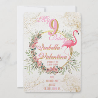 Flamingo's Birthday Invitation Template Julkort