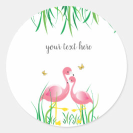 Flamingos Birthday Sticker Runt Klistermärke