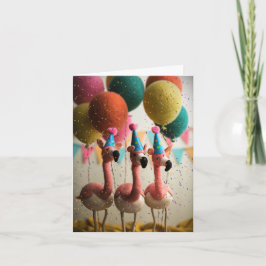 Flamingos-födelsedagskort med bubblor kort