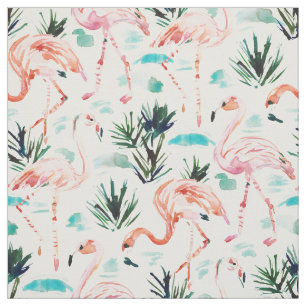 Flamingos för AWKWARRRD-vattenfärgrosor Tyg