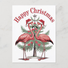 Flamingos God Jul Sommar Vykort