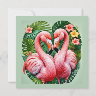 flamingos halsar rosa hjärta tropisk kärlek flamin inbjudningar