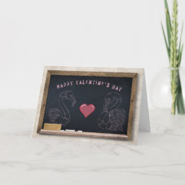 Flamingos & Heart Alla hjärtans dag-kort Kort