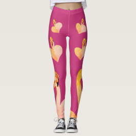 Flamingos Heart Rosa, Anpassningsbar Leggings, Fla Leggings