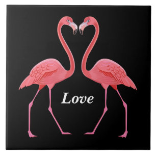 Flamingos Heart Shape Kakelplatta