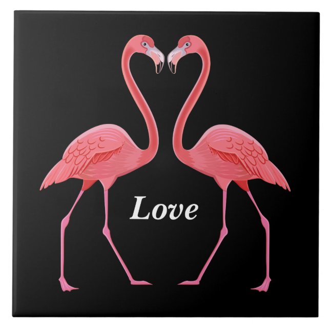 Flamingos Heart Shape Kakelplatta (Framsidan)