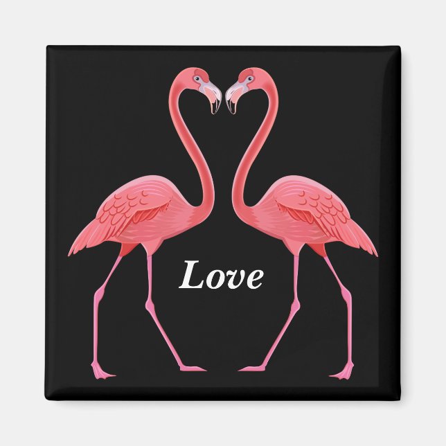Flamingos Heart Shape Magnet (Framsidan)