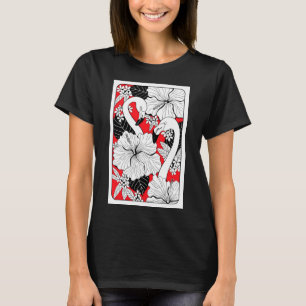 Flamingos, hibiskus och tropiska löv t shirt