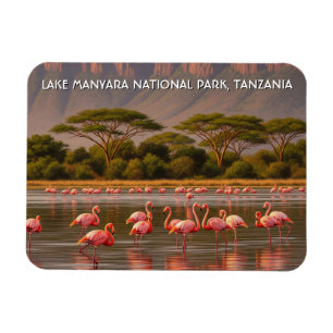 Flamingos i nationalparken Tanzania Sjö Manyara Magnet