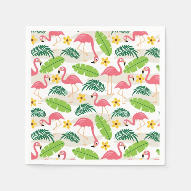 Flamingos i Paradise Napkins Pappersservett (Framsidan)