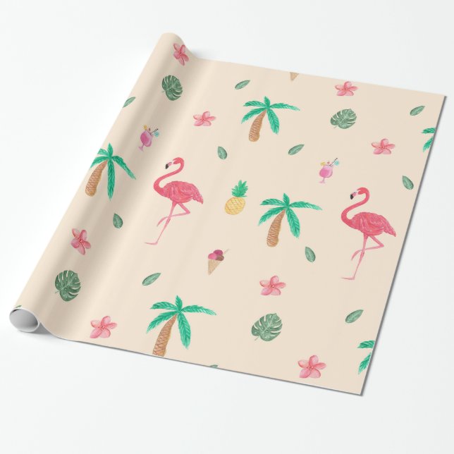 Flamingos i sommaren presentpapper (Utrullad)