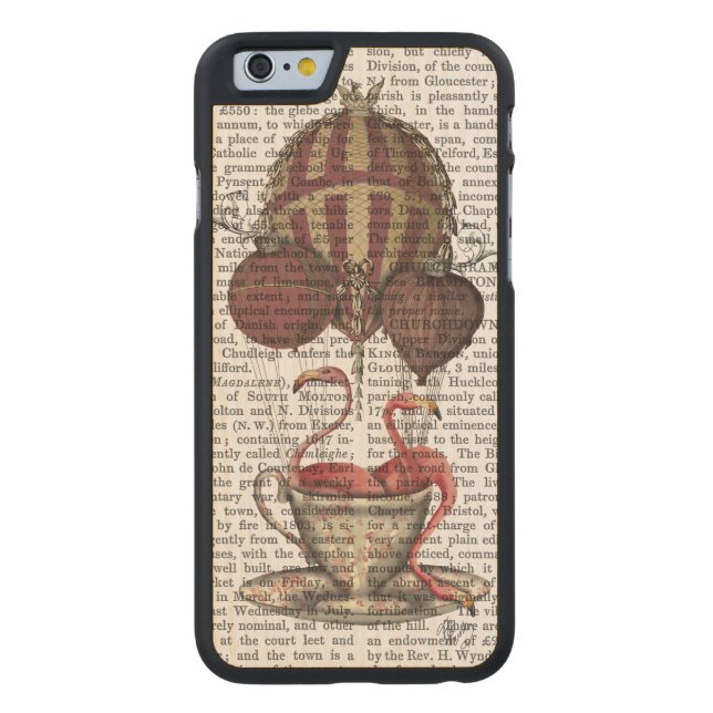 Flamingos i Tekopp Carved Wood iPhone Skal (Baksidan)