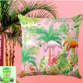 Flamingos i Tropical Scene Dekorativ kudde