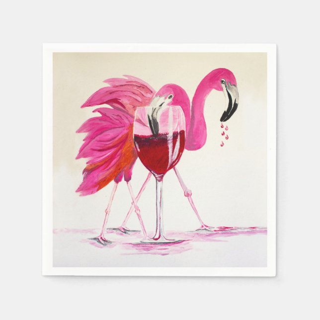 Flamingos i Vin Pappersservett (Framsidan)
