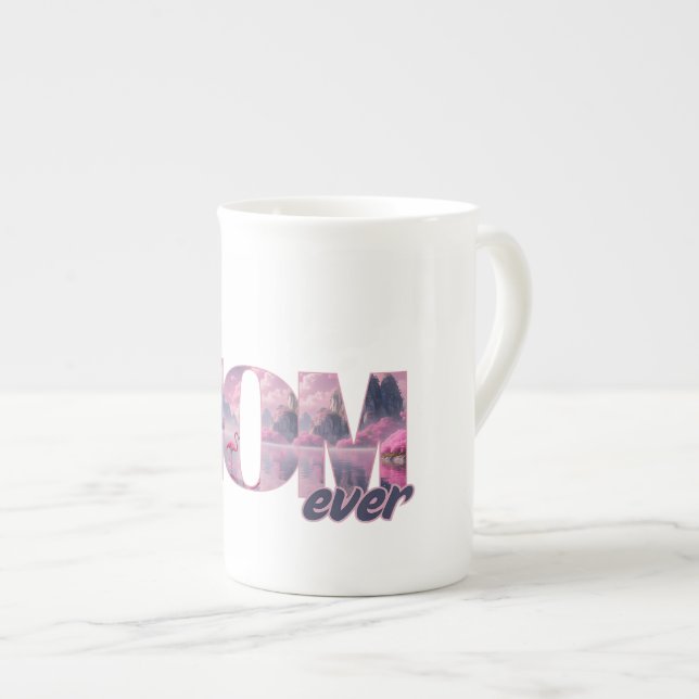 Flamingos in einer Traumwelt - best Mom ever Benporslin Mugg (Framsida höger)