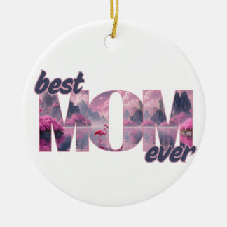 Flamingos in einer Traumwelt - best Mom ever Julgransprydnad Keramik