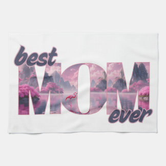 Flamingos in einer Traumwelt - best Mom ever Kökshandduk