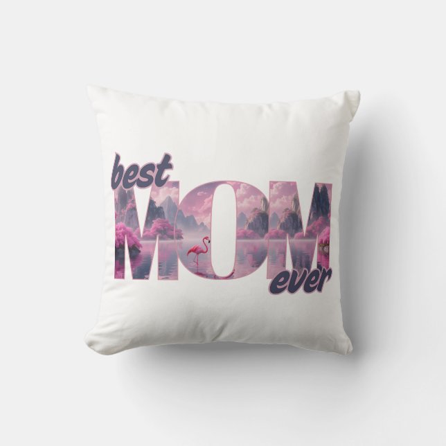 Flamingos in einer Traumwelt - best Mom ever Kudde (Framsida)