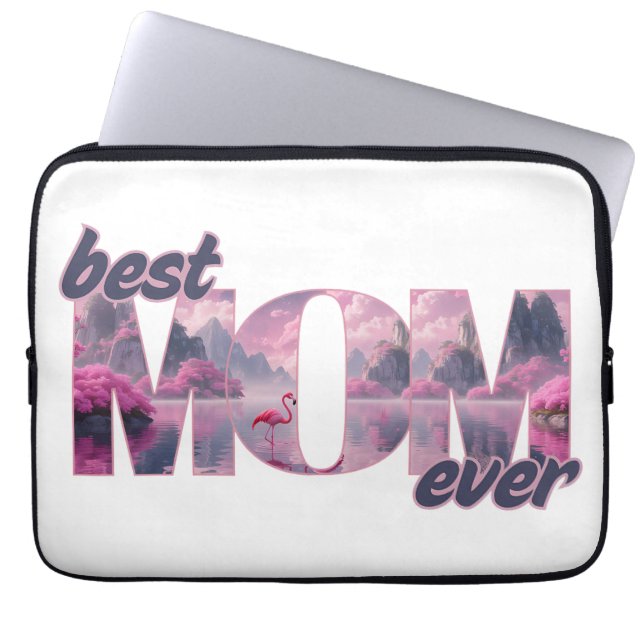 Flamingos in einer Traumwelt - best Mom ever Laptop Fodral (Framsidan)