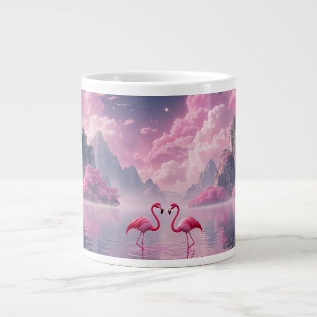 Flamingos in einer Traumwelt Jumbo Mugg (Framsidan)