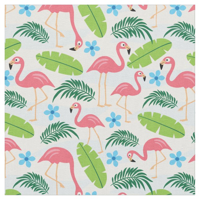 Flamingos in Paradise Fabric Tyg (Närbild)