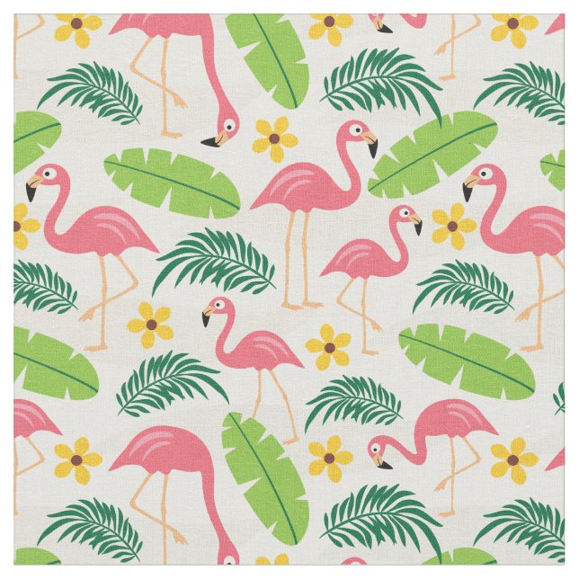 Flamingos in Paradise Fabric Tyg (Närbild)
