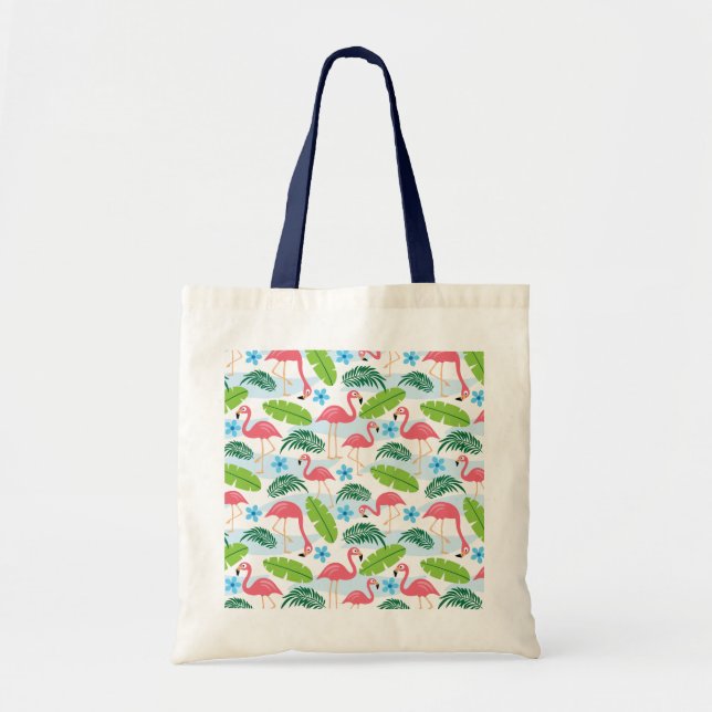 Flamingos in Paradise Tote Bag Tygkasse (Framsidan)