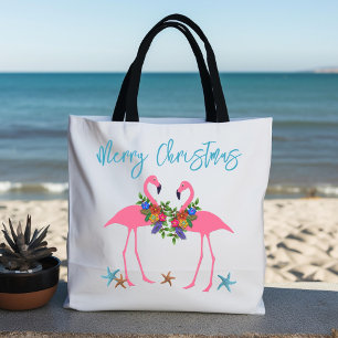 Flamingos jul Hälsning Blue Starfish Tygkasse