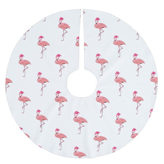 Flamingos jul Santa Claus mönster Julgransmatta Borstad Polyester (Framsidan)
