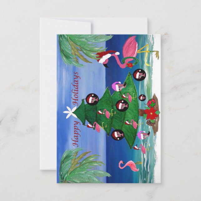 Flamingos julgran kort (Framsida)