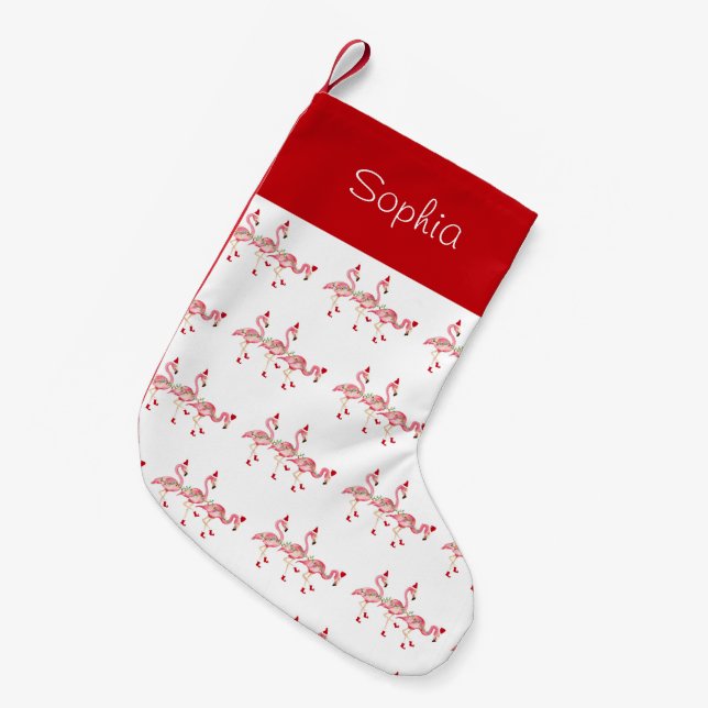 Flamingos julstrumpa med monogram (Framsidan (Hängande))