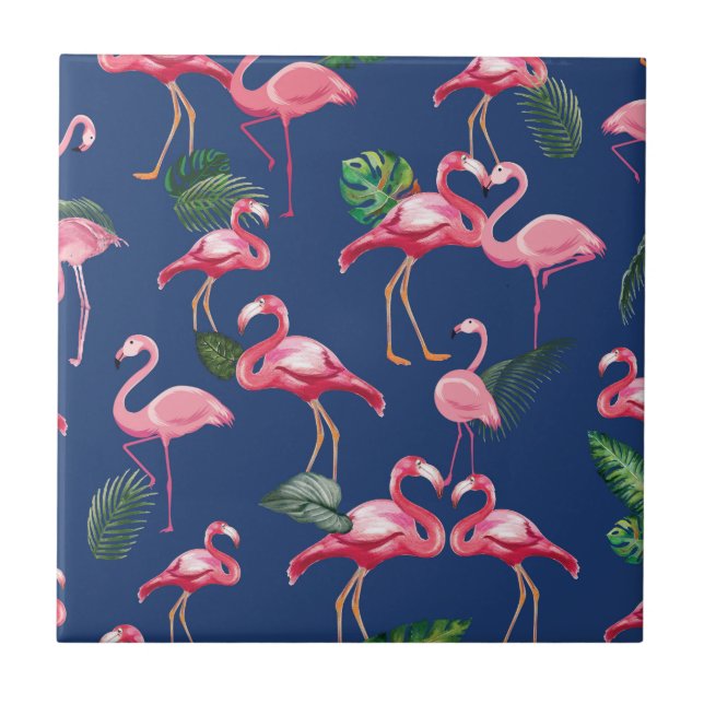 Flamingos kärlek mönster 2 kakelplatta (Framsidan)