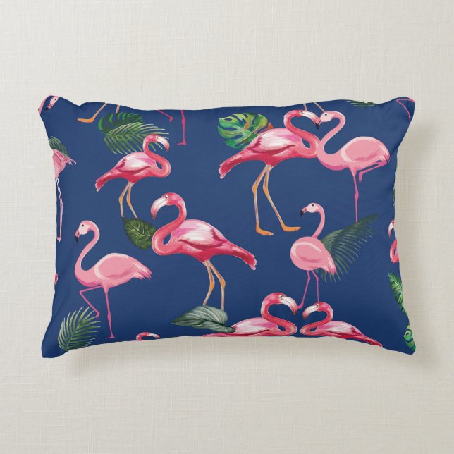 Flamingos Kärlek Mönster 2 Prydnadskudde (Framsidan)